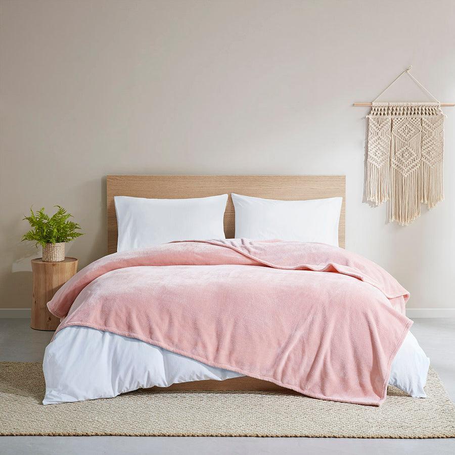 Shop Antimicrobial Casual Plush Blanket 108 x 90 Blush Comforters Blankets CasaOne