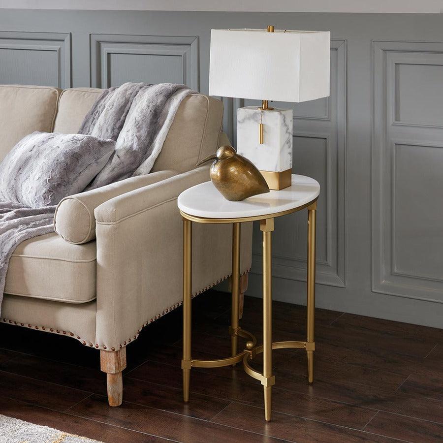 Shop Bordeaux Traditional End Table 22.5Wx14.5Dx24.625H White & Gold, Side & End Tables