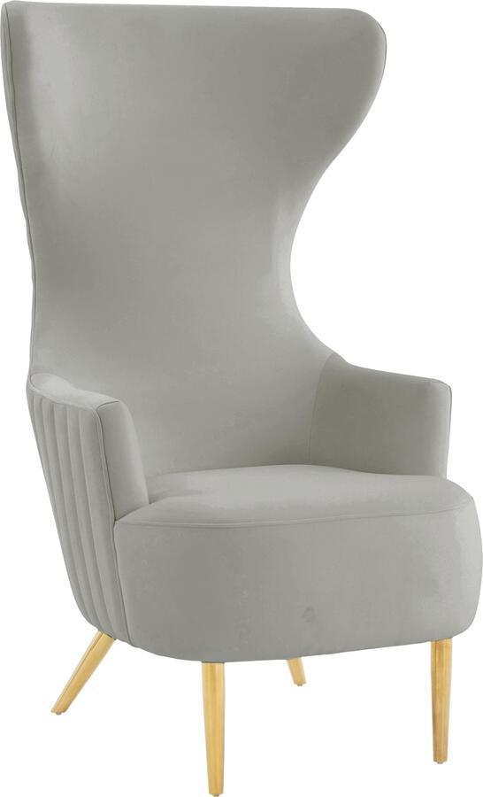 Grey tufted wingback discount chair