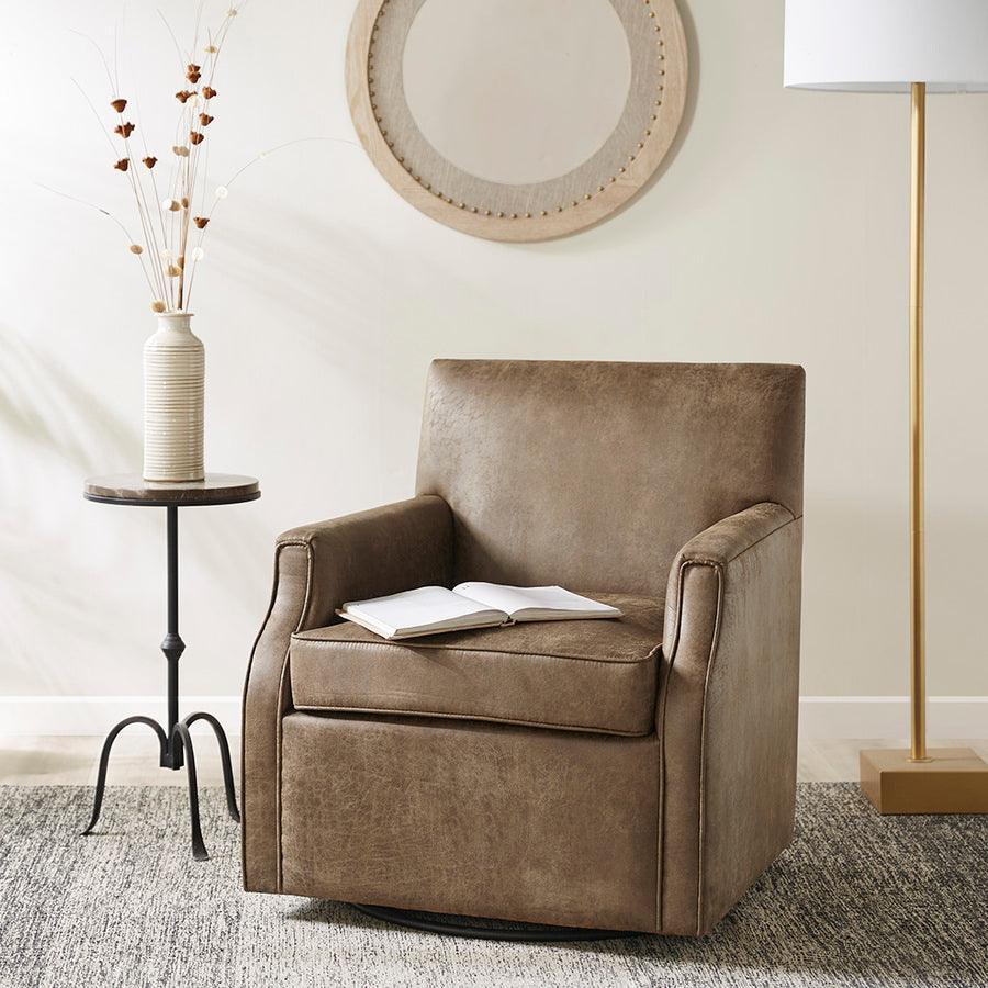 Faux leather best sale swivel armchair