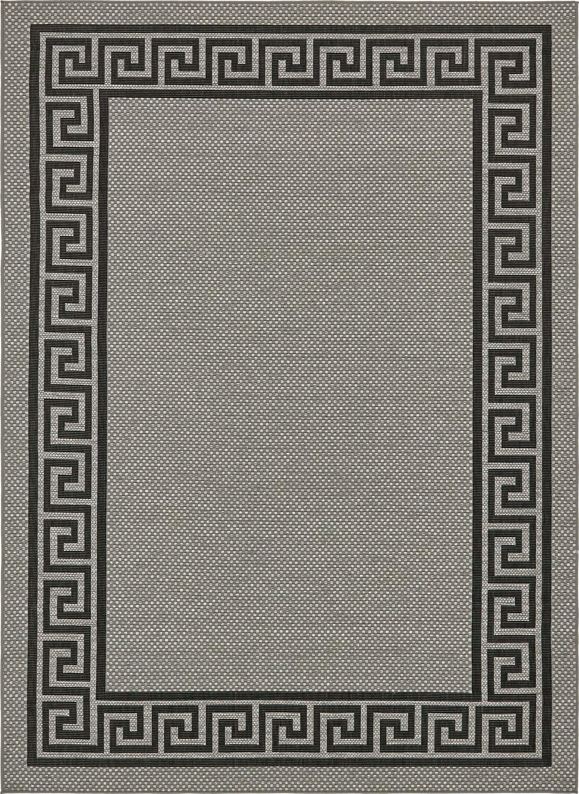 Shop Outdoor Border Geometric Rectangular 8x11 Rug Gray & Black, Outdoor  Rugs