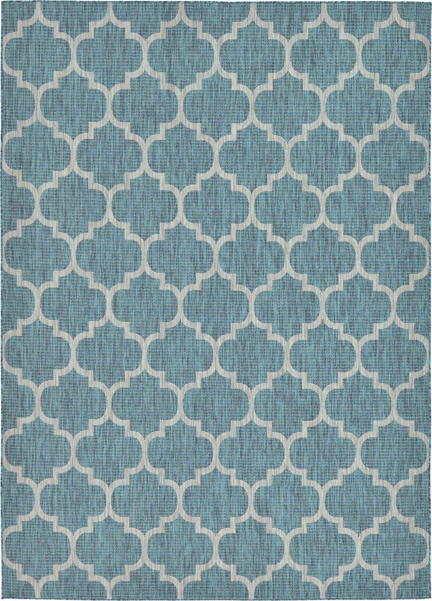 Unique Loom Pool Indoor/Outdoor Modern Rug Blue/Ivory 8' x 11' 4