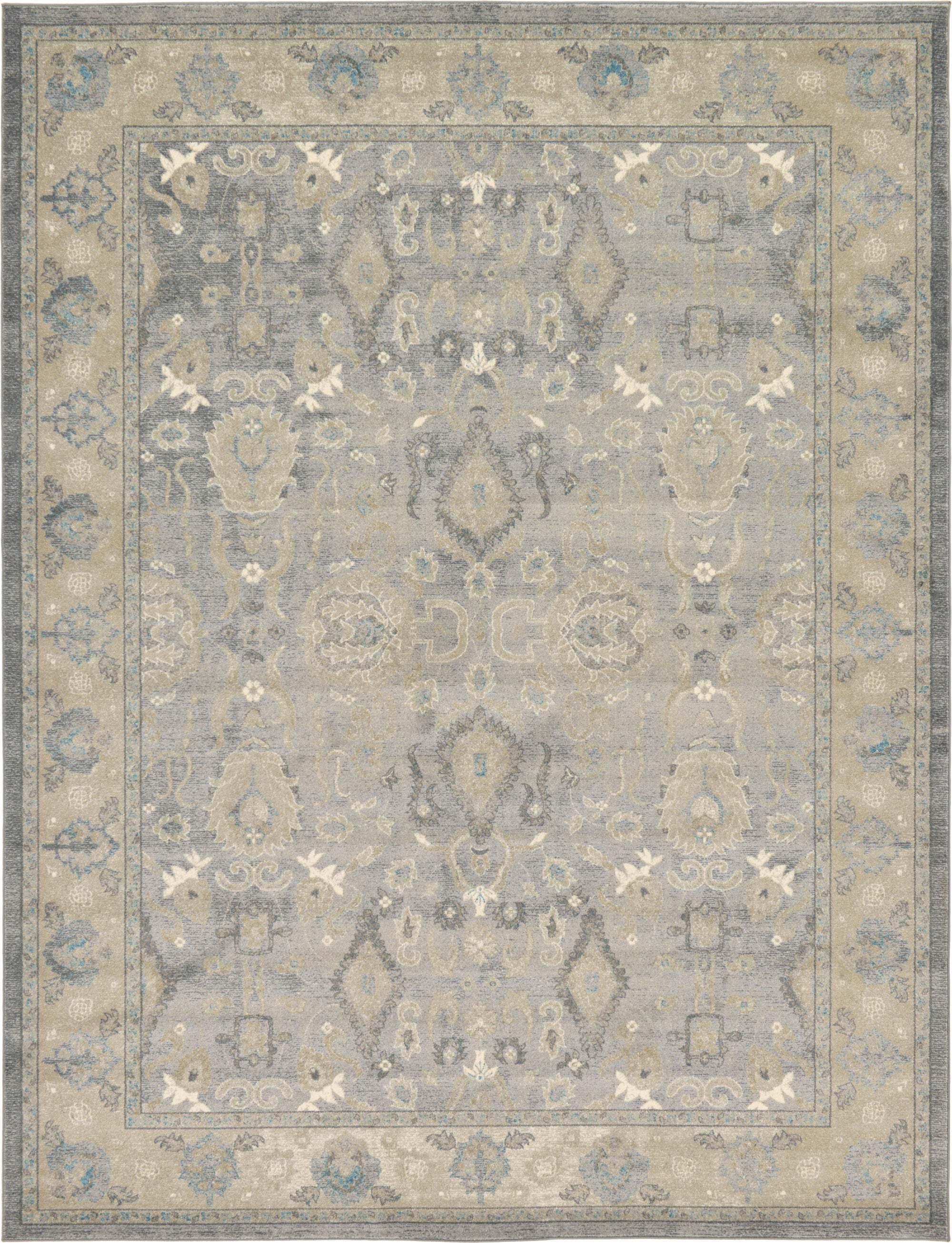 Shop Salzburg Border Rectangular 9x12 Rug Gray & Light Brown, Indoor Rugs