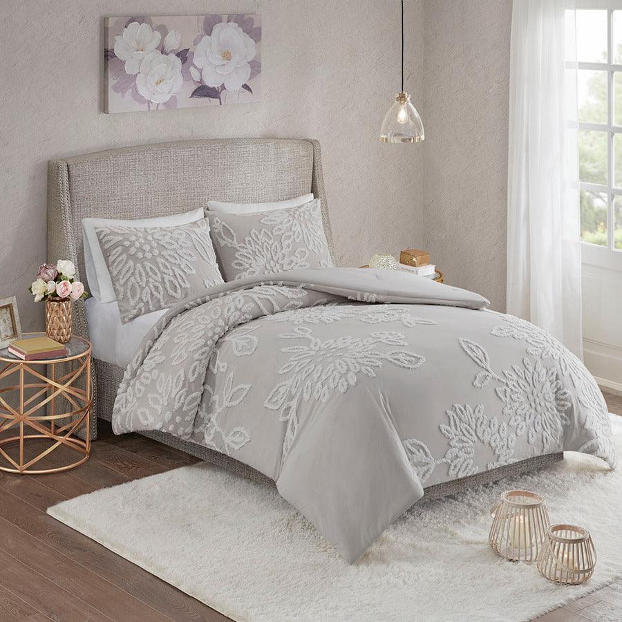 Grey Floral Comforter