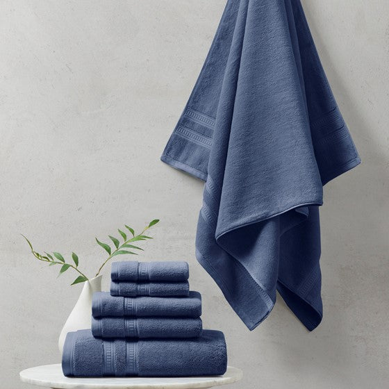 Shop Loft 100% Cotton Solid 6 Piece Antimicrobial Towel Set Navy