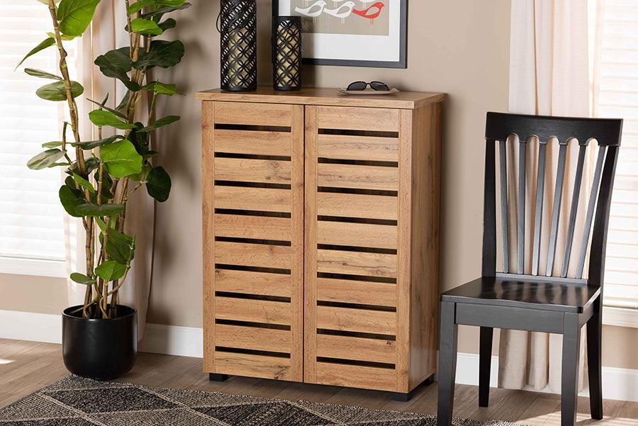 Slatted 2 door shoe storage cabinet hot sale