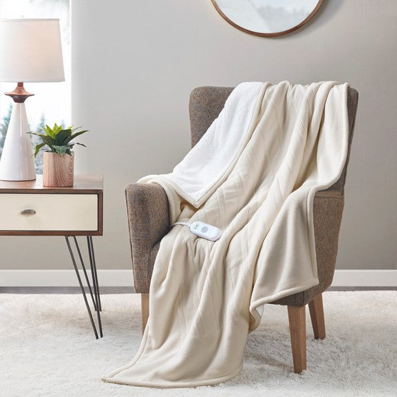 Cream discount heated throw