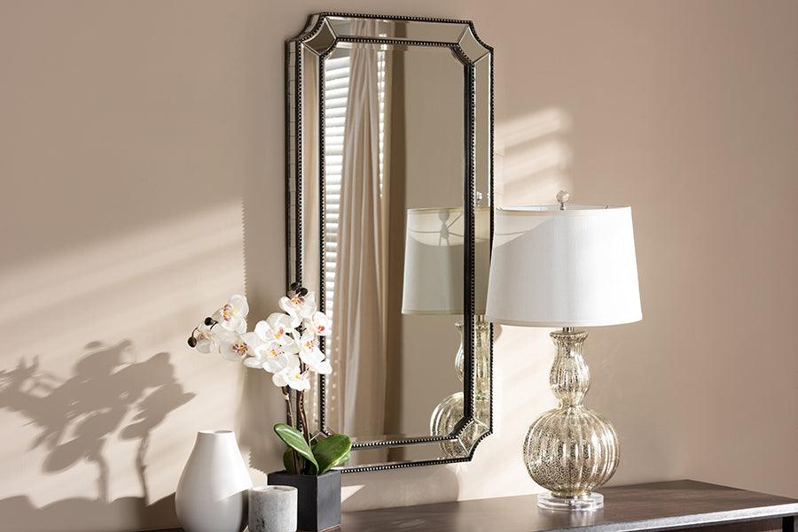 Modern Style Wooden Decorative Mirror With Rhinestone Inlays, Silver By  Benzara - Silver