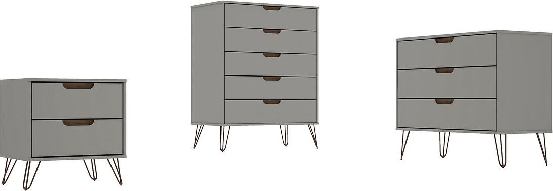 Rockefeller 5-Drawer Tall Dresser with Metal Legs in Off White & Nature