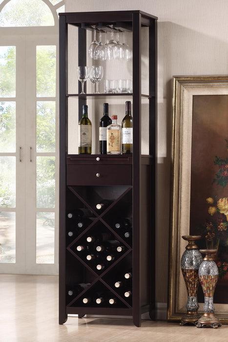 Shop Baxton Studio Austin Brown Wood Modern Wine Tower Bar Units Wine Cabinets CasaOne