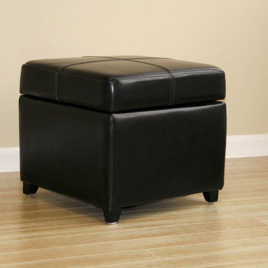 Shop Baxton Studio Black Full Leather Storage Cube Ottoman