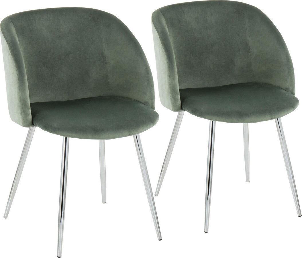 Buy Fran Contemporary Chair In Chrome Sage Green Velvet Set of 2