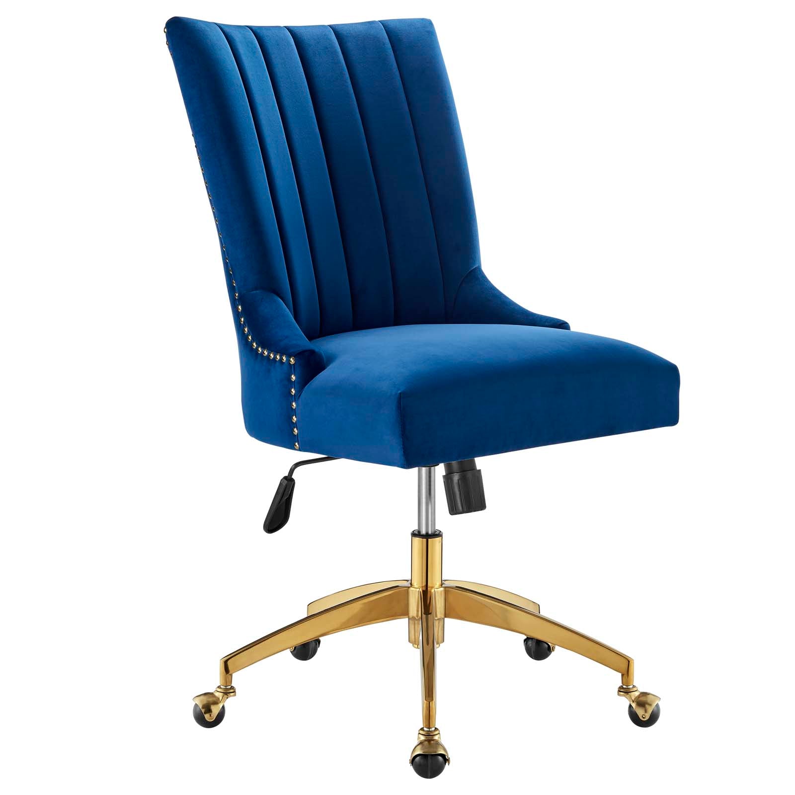 Tufted Velvet Upholstered Office Chair in Navy Blue - Single