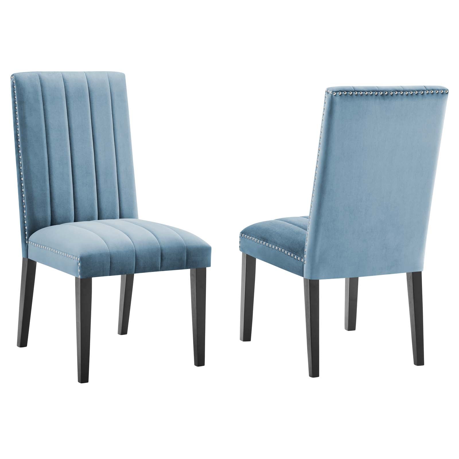 Light blue velvet online dining chairs