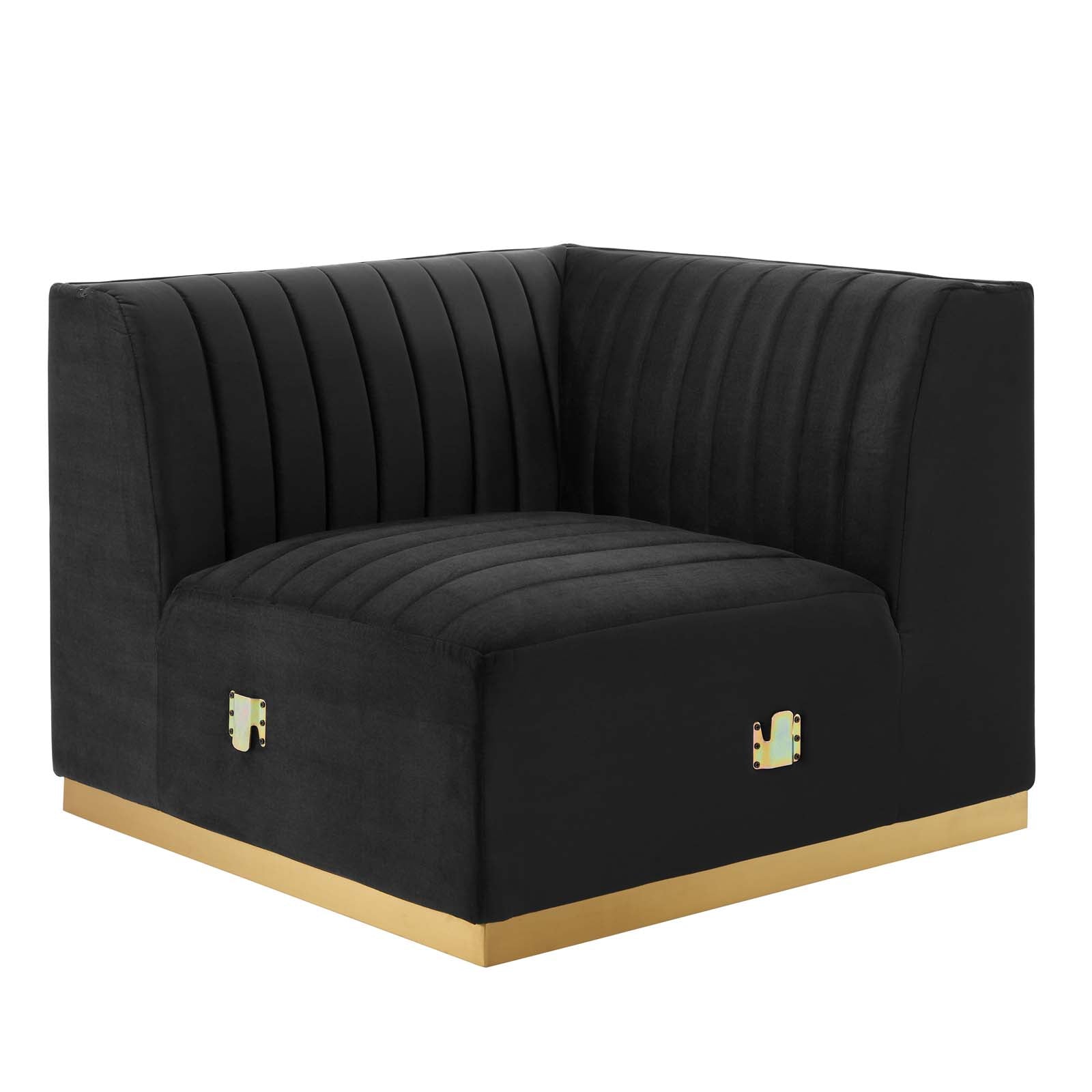 Conjure Channel Tufted Performance Velvet Left Corner Chair Gold Black