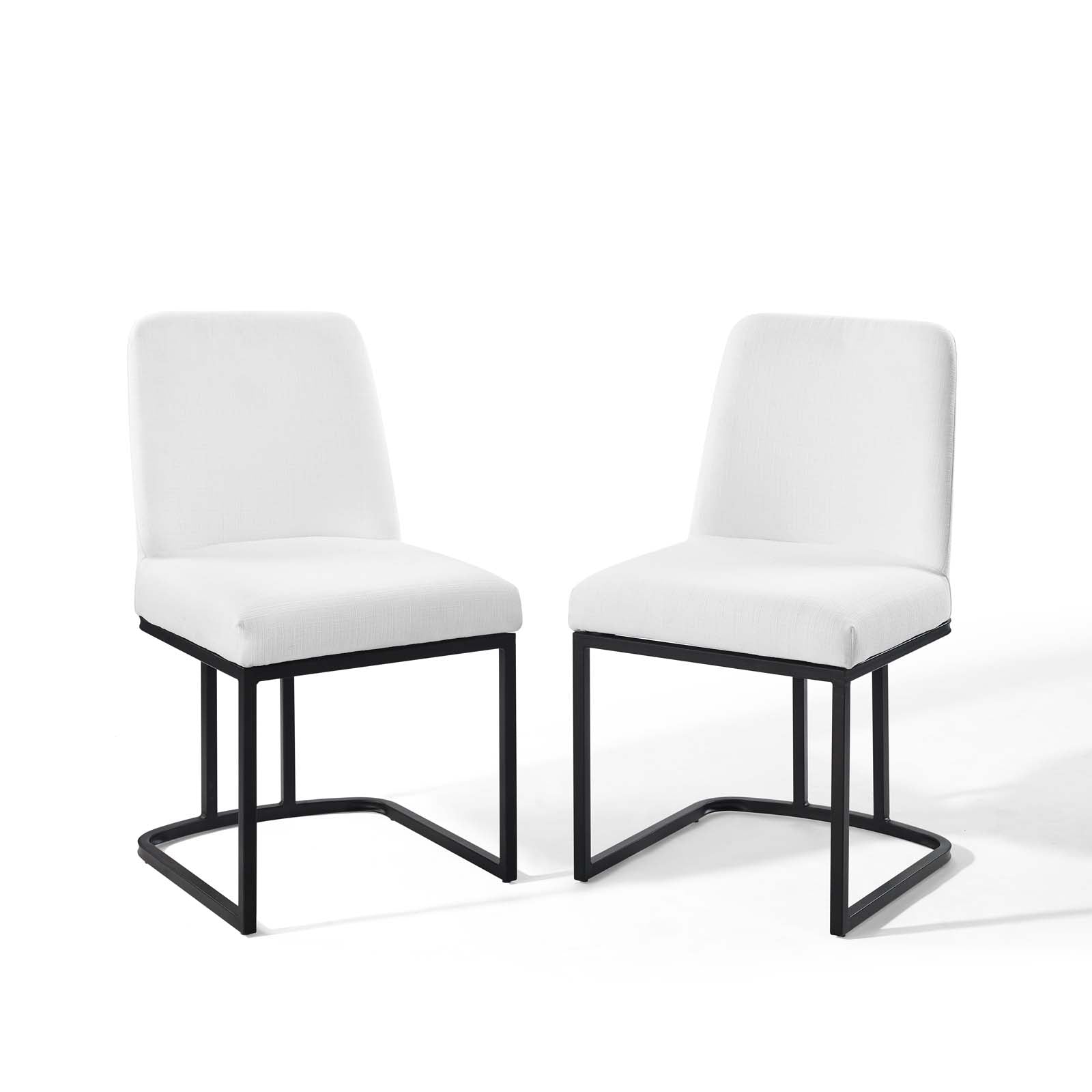 Buy Amplify Sled Base Upholstered Fabric Dining Chairs (Set of 2) - Black  White