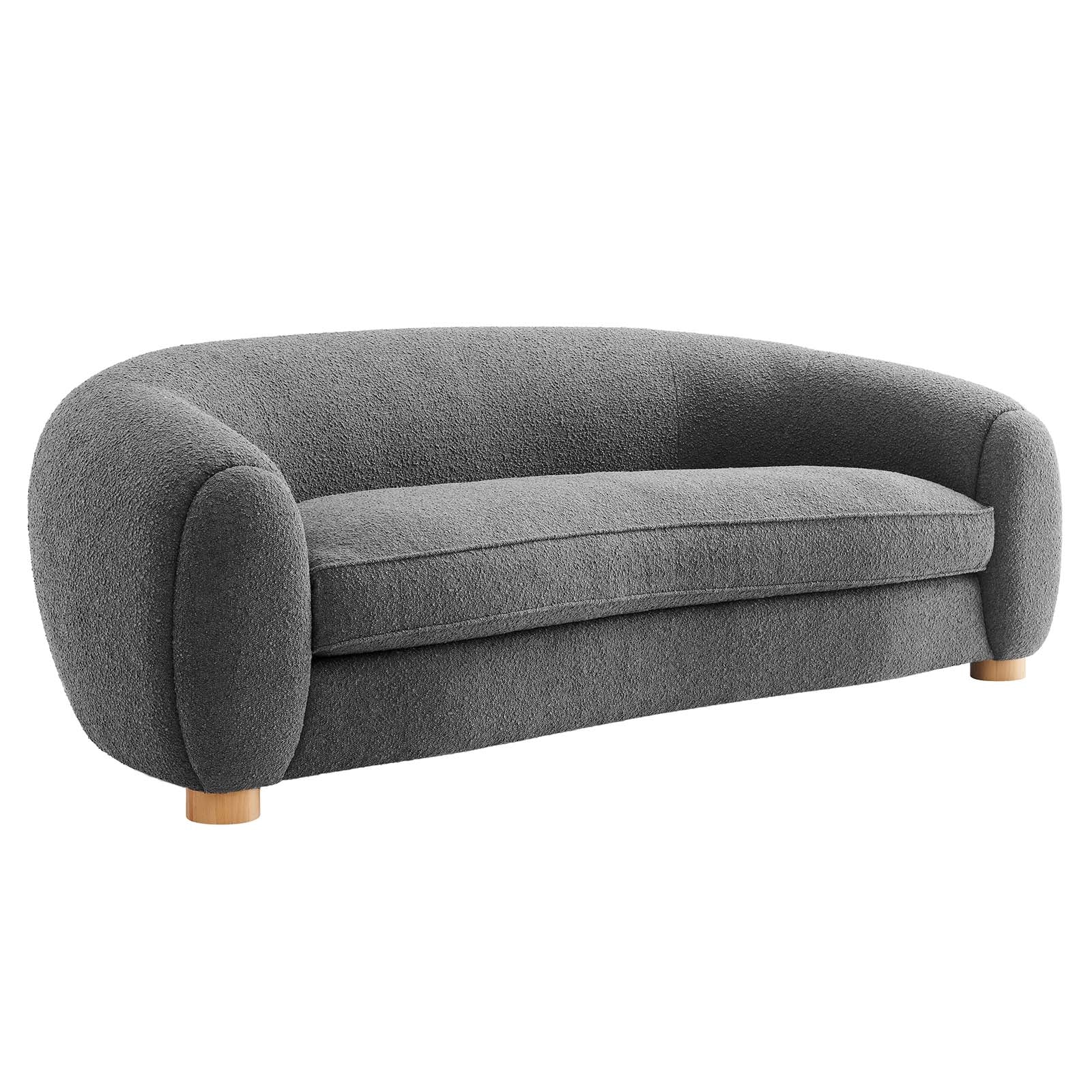 Plush Boucle Fabric Curved Sofa - Art Deco Inspired Furniture