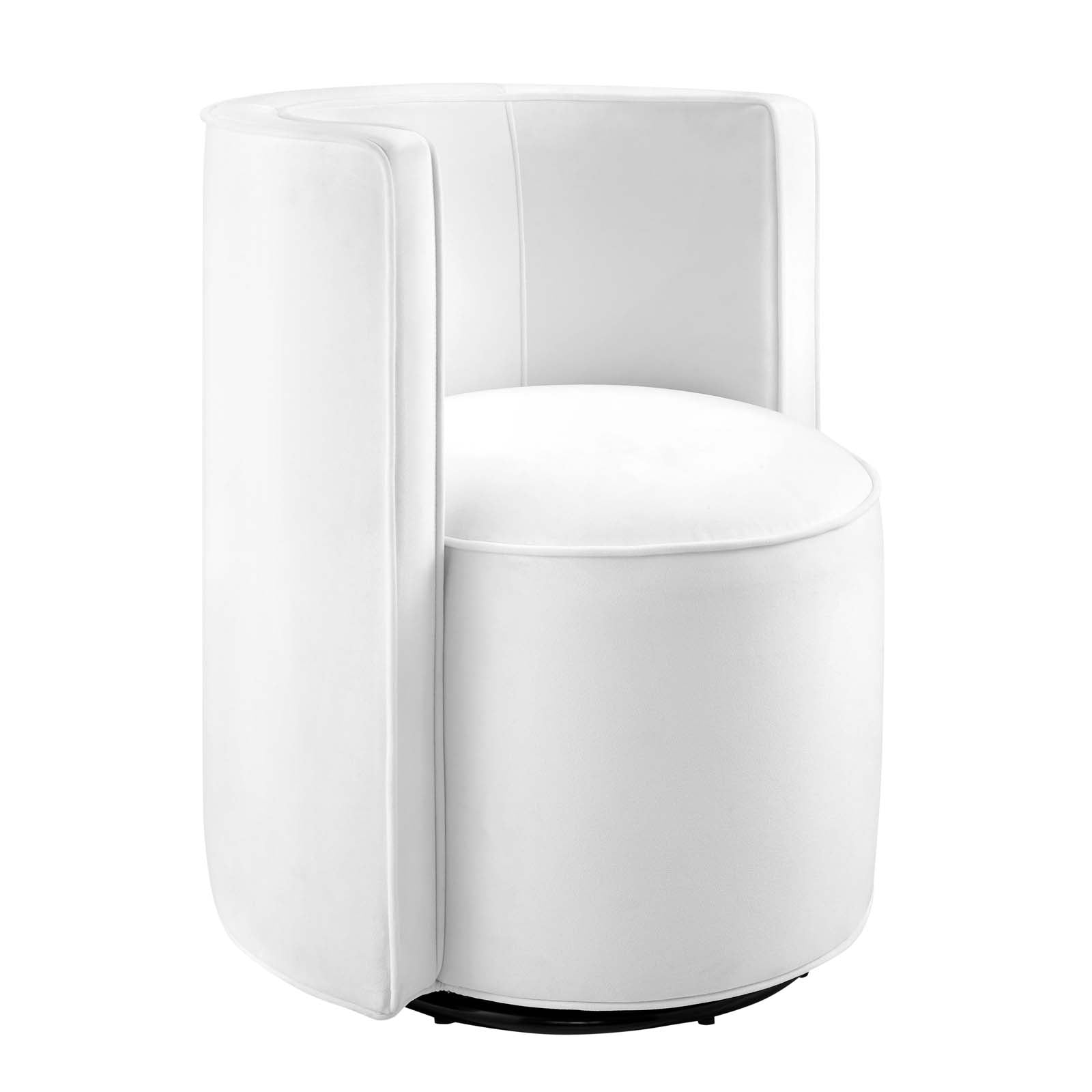 Della Performance Velvet Fabric Swivel Chair White