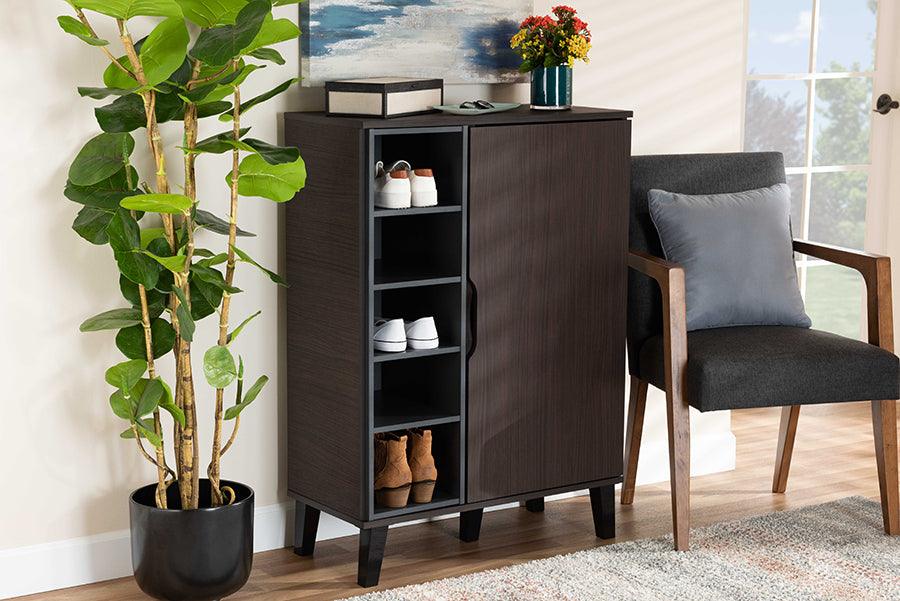 Grey wood best sale shoe cabinet