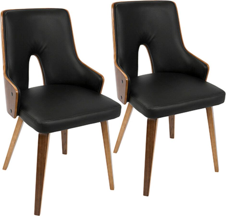 Walnut and black discount leather dining chairs