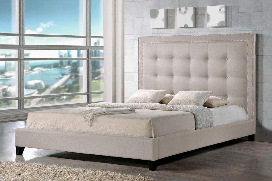 Shop Hirst King Bed Light Beige Beds CasaOne