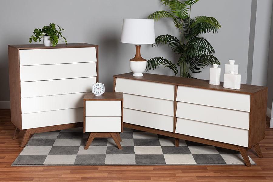 Shop Hildon Mid Century Modern Two Tone White and Walnut Brown