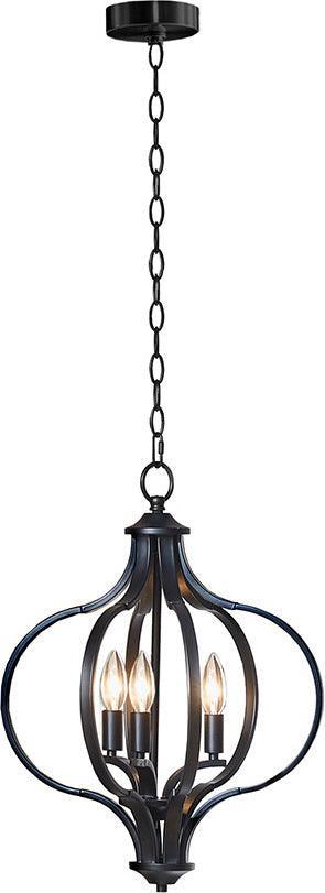 Olliix.com Ceiling Lights - 3-Light Metal Chandelier with Adjustable Chain Black FB150-1170