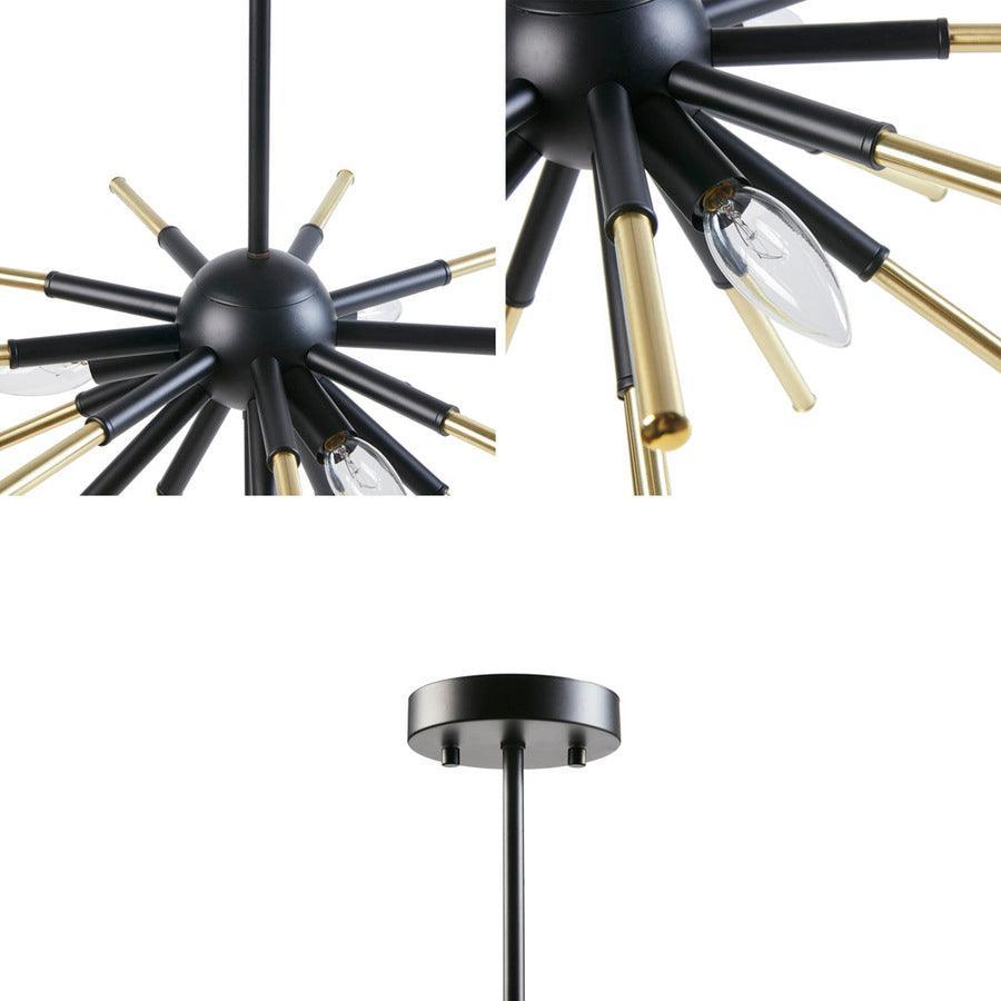 Olliix.com Ceiling Lights - 3-Light Spiked Chandelier Matte Black |Gold II150-0140