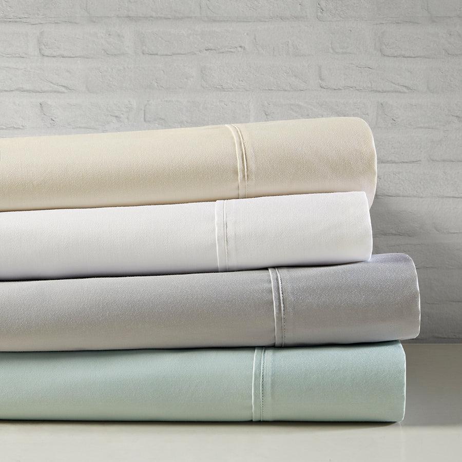 Olliix.com Sheets & Sheet Sets - 400 Thread Count Wrinkle Resistant Cotton Sateen Sheet Set Cal King Ivory