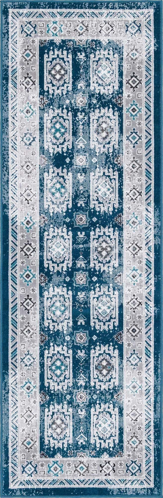 Unique Loom Indoor Rugs - Aarhus 2' x 6' Runner Rug Blue