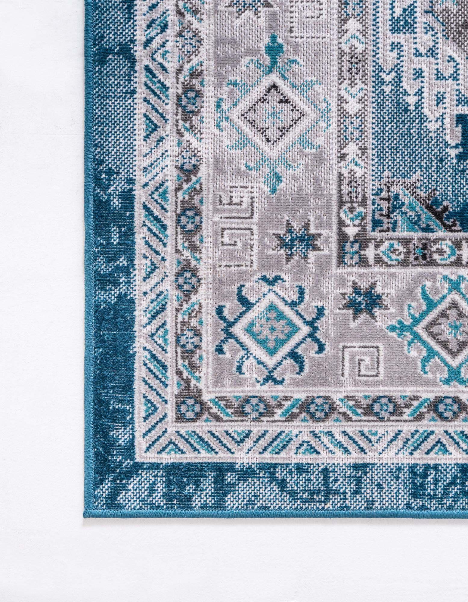 Unique Loom Indoor Rugs - Aarhus 2' x 6' Runner Rug Blue