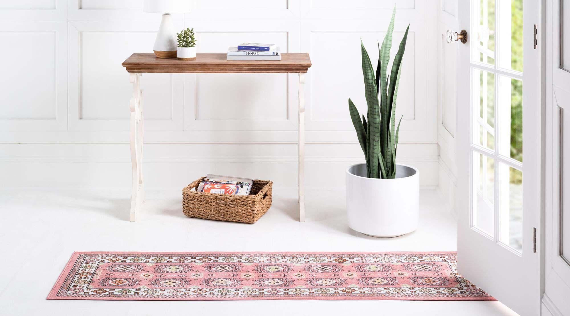 Unique Loom Indoor Rugs - Aarhus 2' x 6' Runner Rug Rose