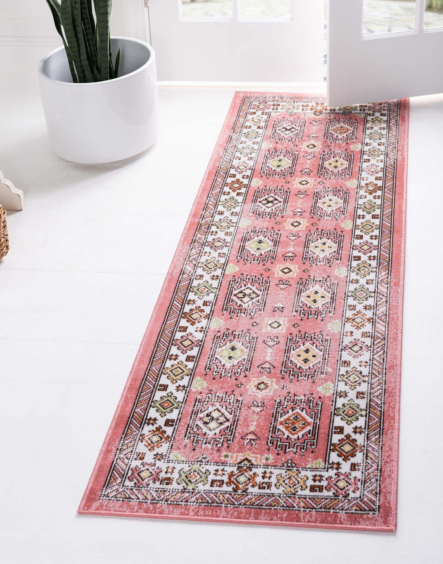 Unique Loom Indoor Rugs - Aarhus 3' x 10' Runner Rug Rose