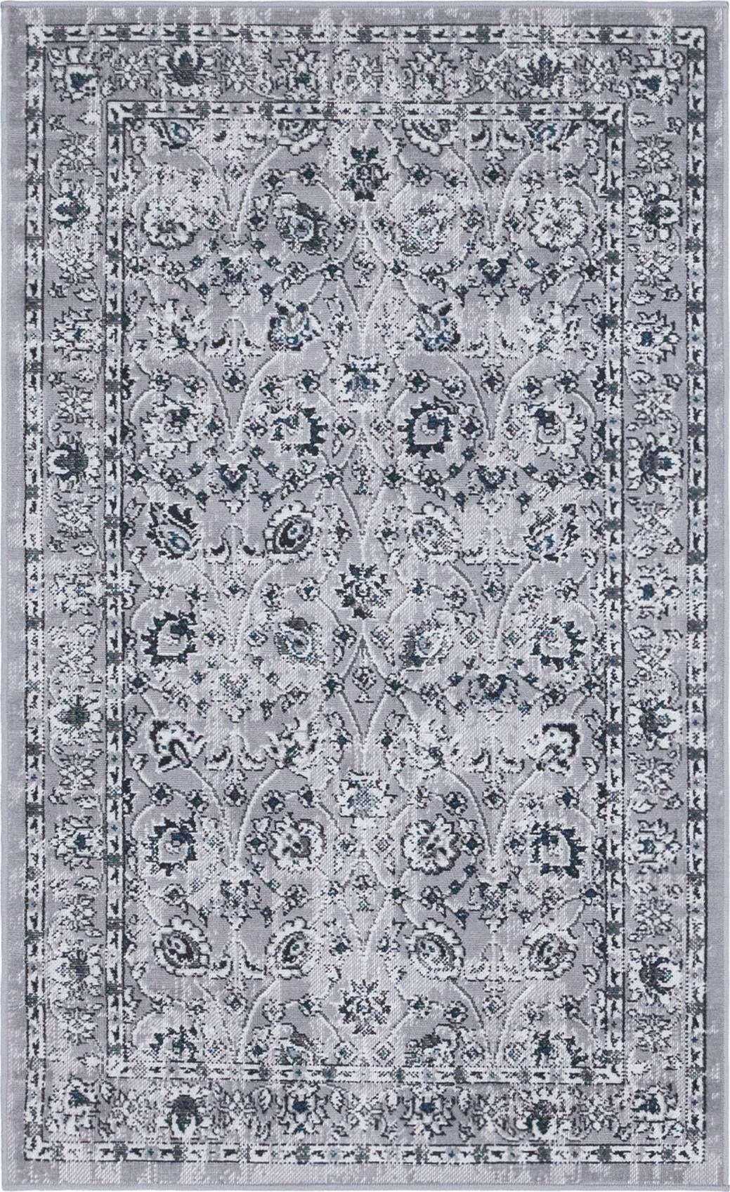 Unique Loom Indoor Rugs - Aarhus 3' x 5' Rectangle Rug Gray & Ivory