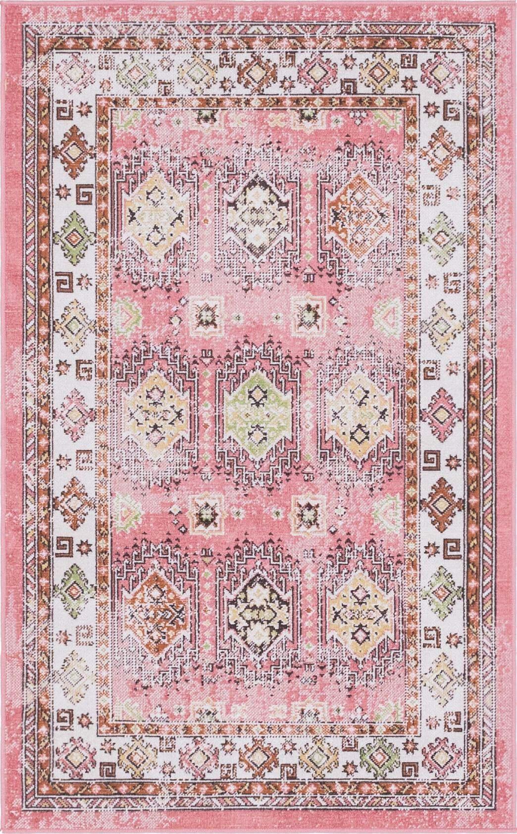 Unique Loom Indoor Rugs - Aarhus 3' x 5' Rectangle Rug Rose