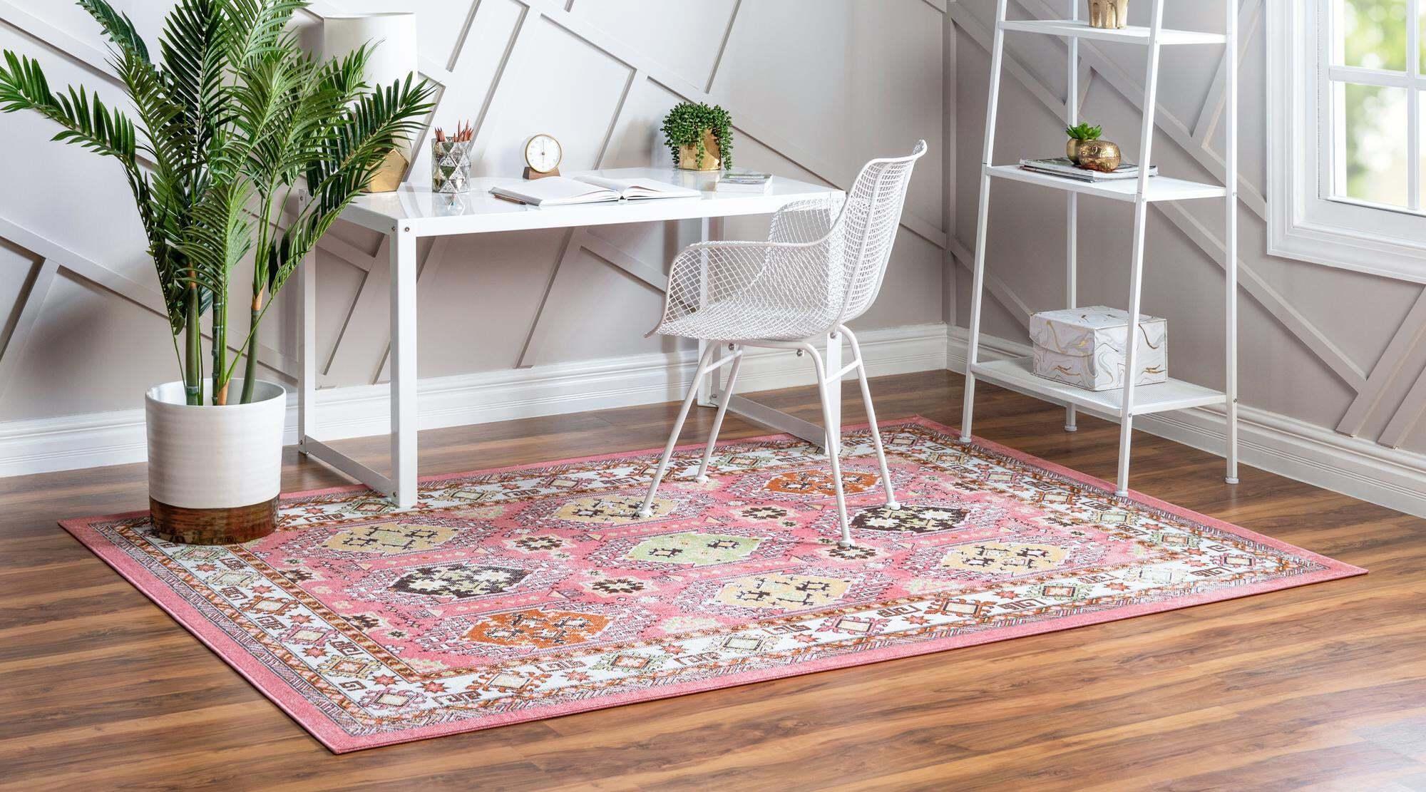 Unique Loom Indoor Rugs - Aarhus 3' x 5' Rectangle Rug Rose