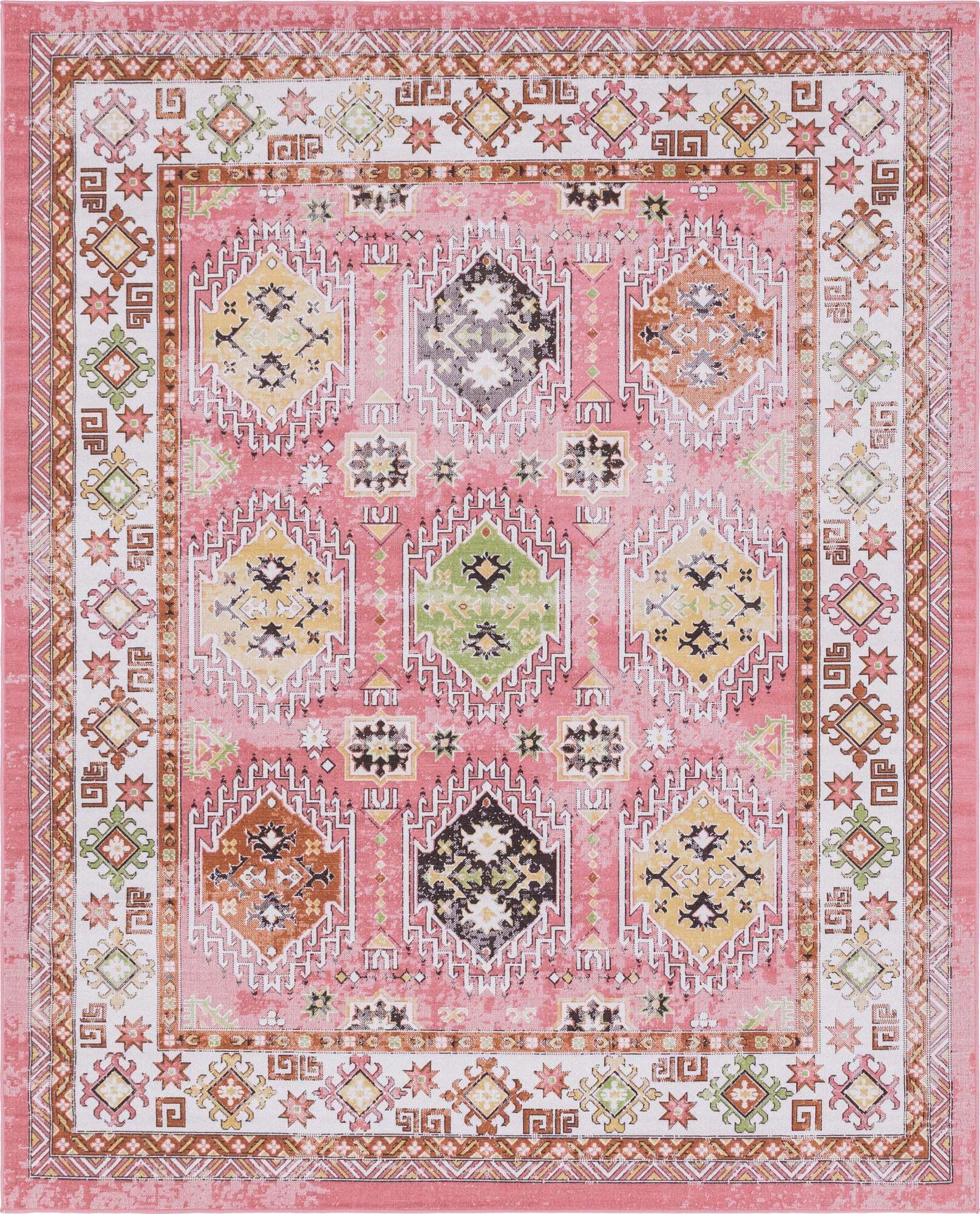 Unique Loom Indoor Rugs - Aarhus 8' x 10' Rectangle Rug Rose