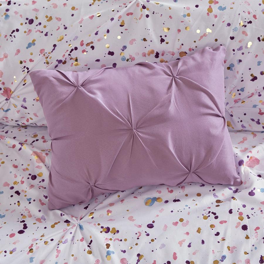 Olliix.com Comforters & Blankets - Abby Twin/Twin XL Metallic Printed and Pintucked Comforter Plum