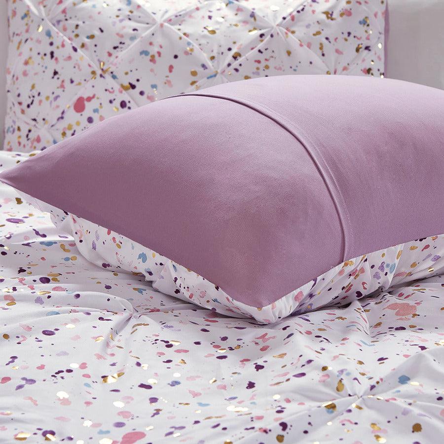 Olliix.com Comforters & Blankets - Abby Twin/Twin XL Metallic Printed and Pintucked Comforter Plum