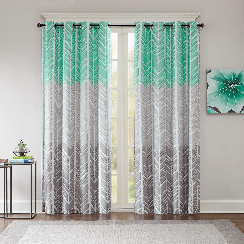 Olliix.com Curtains - Adel 84" Printed Blackout Window Panel Aqua