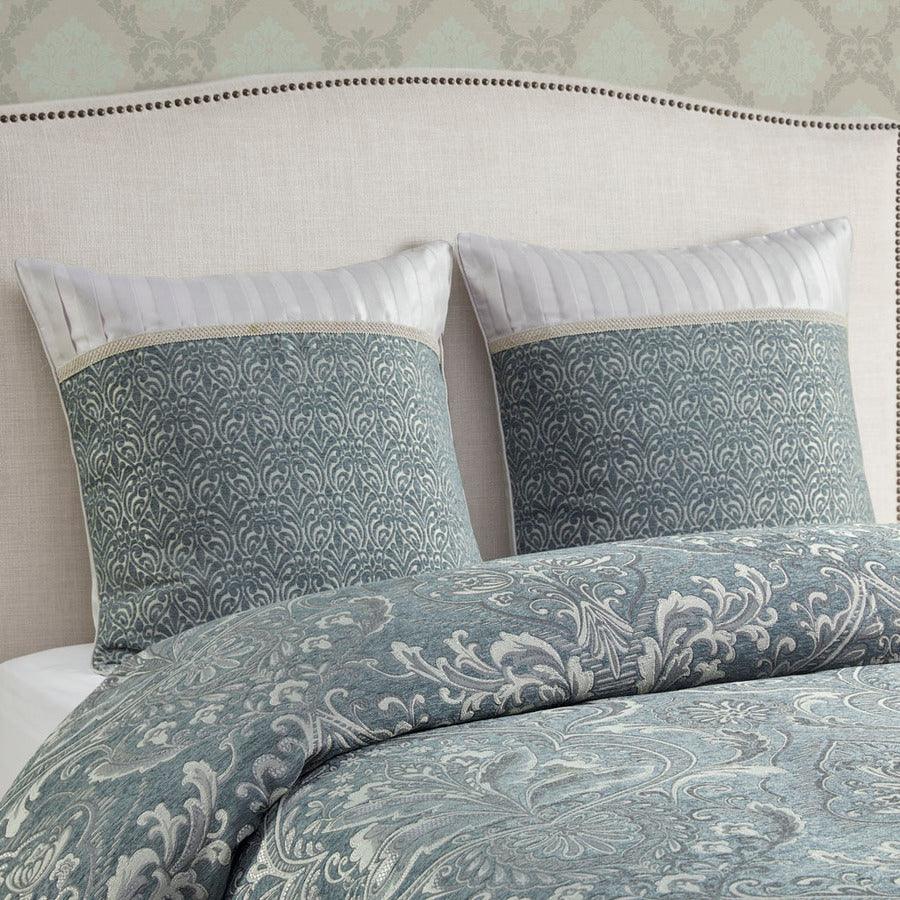 Olliix.com Comforters & Blankets - Adelphia Jacquard Comforter Set With Euro Shams And Pillows Slate Blue Queen