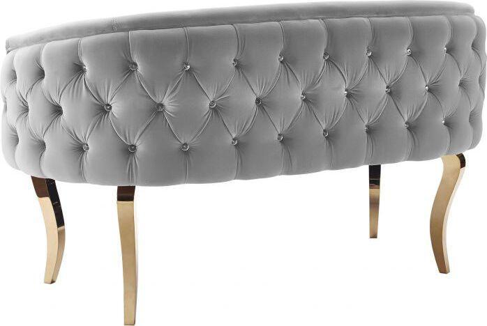 Tov Furniture Loveseats - Adina Gray Velvet Loveseat with Gold Legs