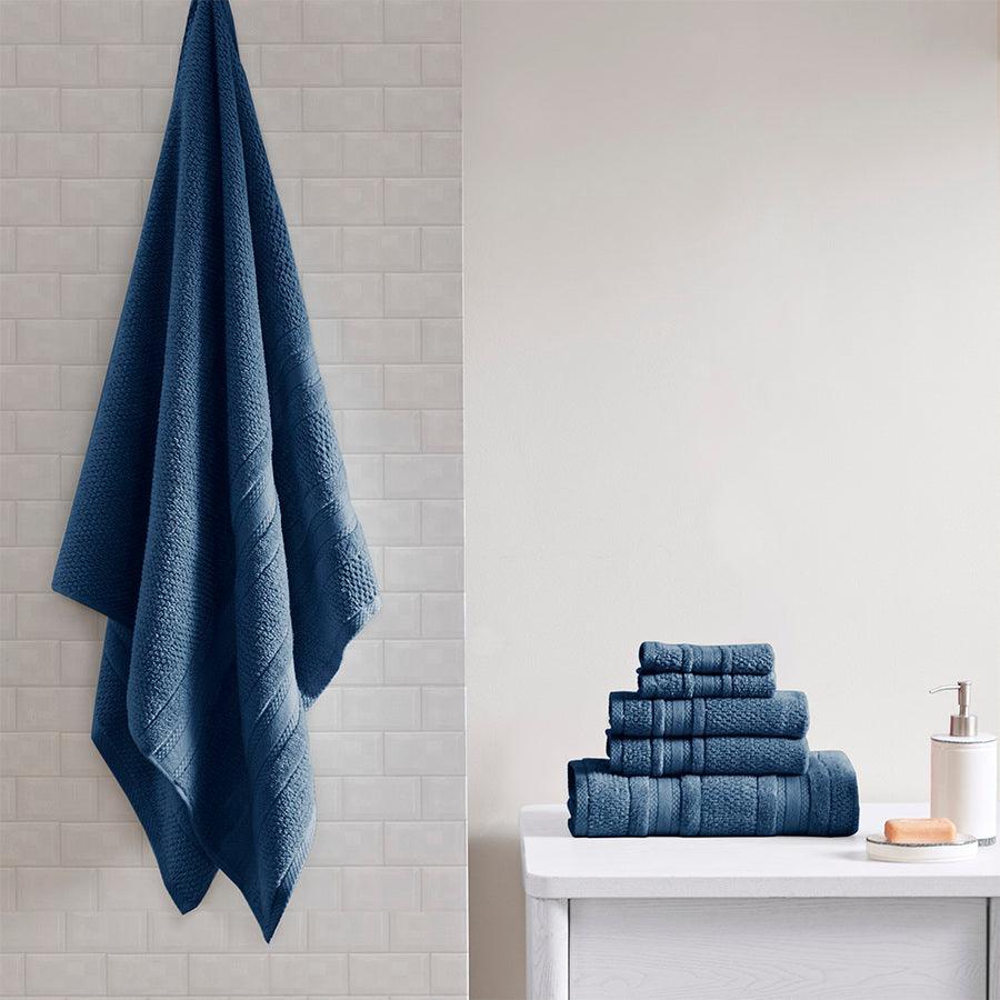 Indy Modern 6 Piece Cotton Towel Set, Softly Textured Design, Slate Blue-  Saltoro Sherpi, 1 unit - QFC