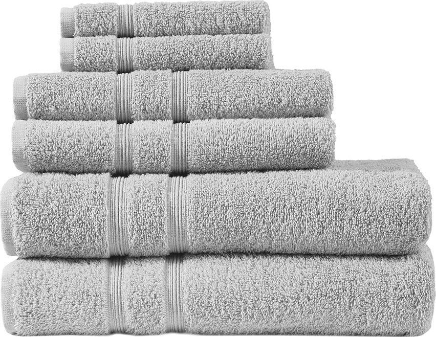 Aegean 100% Turkish Cotton 6 Piece Towel Set Gray