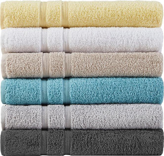 Olliix.com Bath Towels - Aegean 100% Turkish Cotton 6 Piece Towel Set Gray