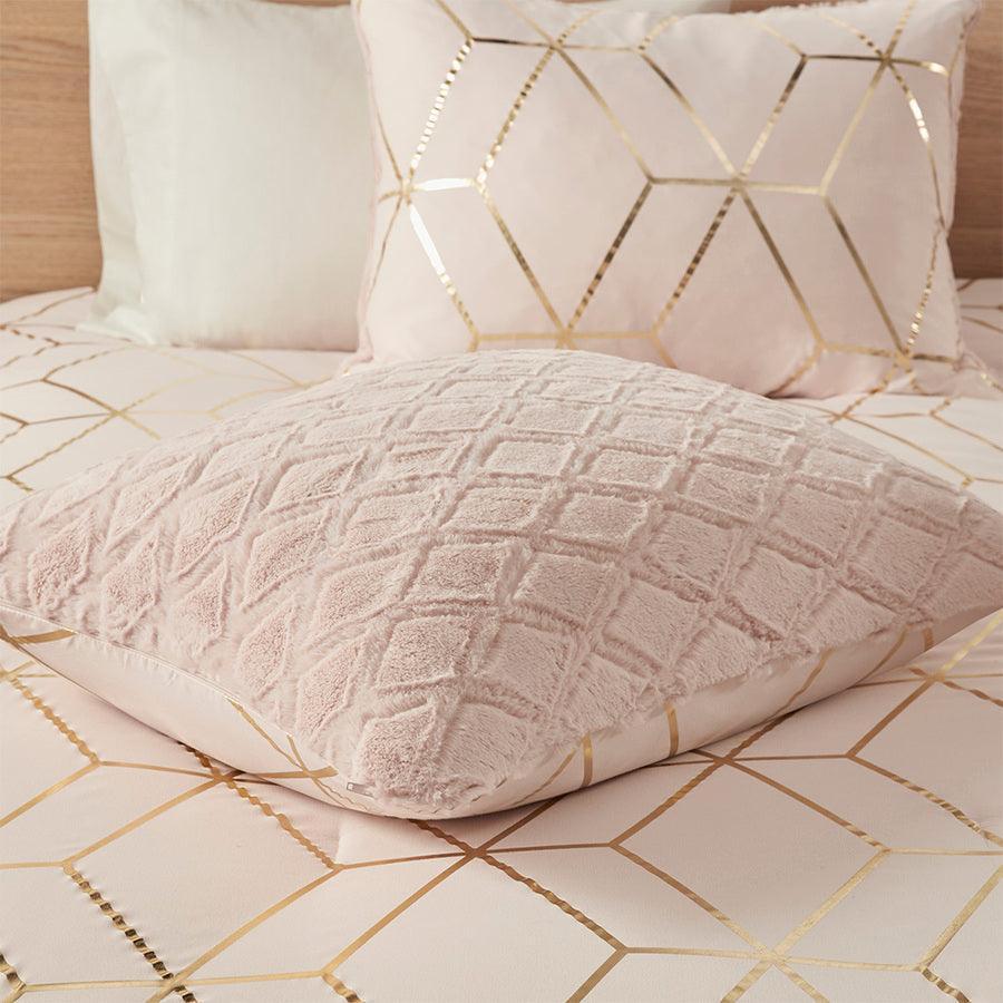 Olliix.com Comforters & Blankets - Ainsley King Metallic Print Reversible Comforter Set Blush