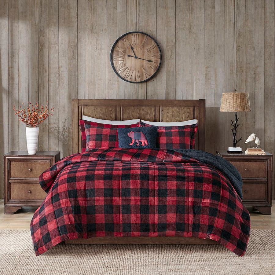 Buffalo plaid discount sherpa comforter set