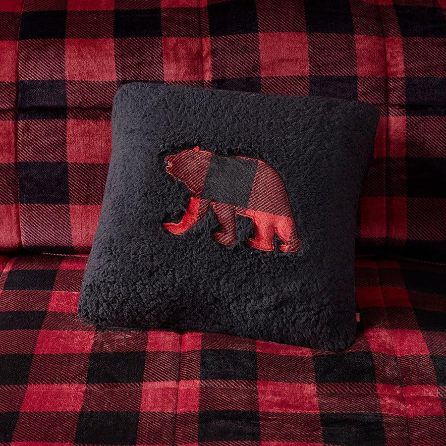 Olliix.com Comforters & Blankets - Alton Plush to Sherpa Down Alternative Comforter Set Red & Black Buffalo Check King