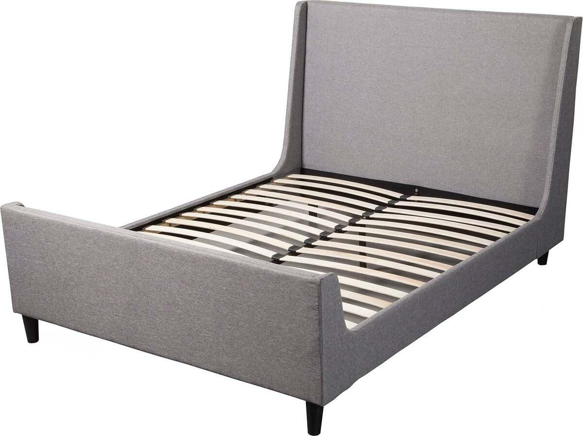 Alpine Furniture Beds - Amber Standard King Upholstered Bed, Grey Linen