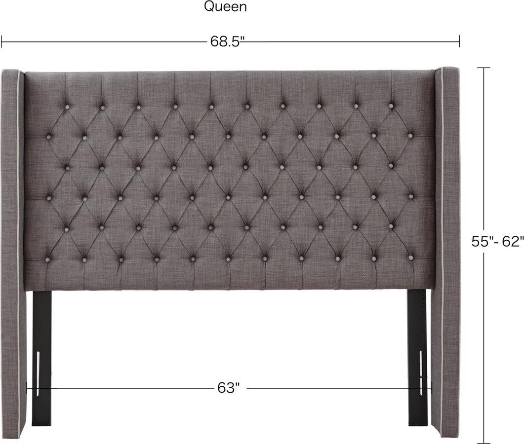 Olliix.com Headboards - Amelia Transitional Upholstery Headboard 68.5 W x 8.5 D x (55~62") H Dark Gray